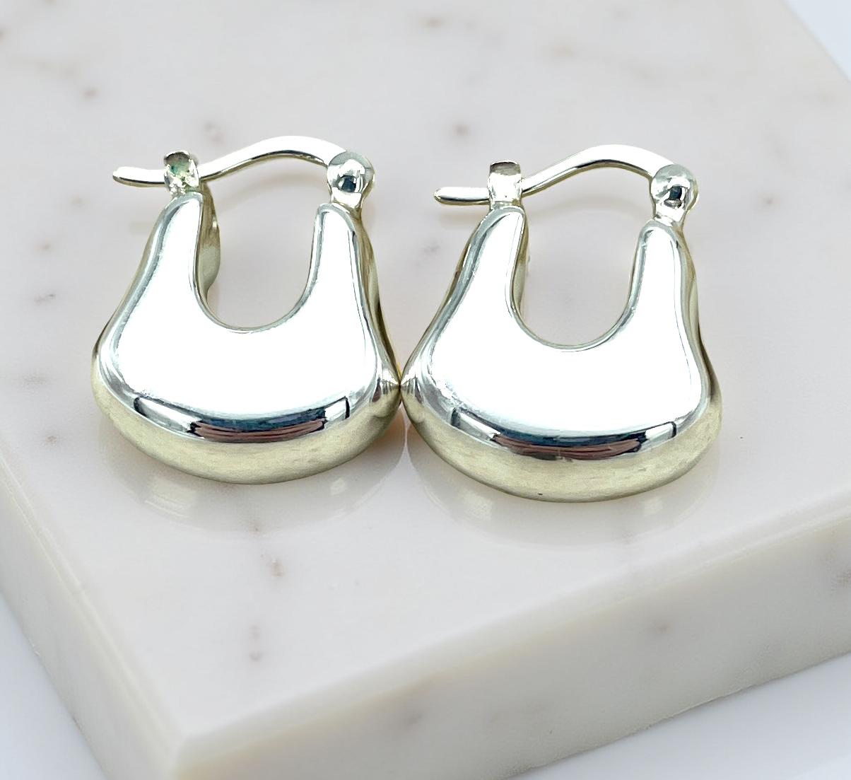 925 Sterling Silver Chunky Lightweight Hoop Earrings, Secure Latch Back Closure,Perfect Anniversary Or Birthday Present,Wedding Jewelry 1632