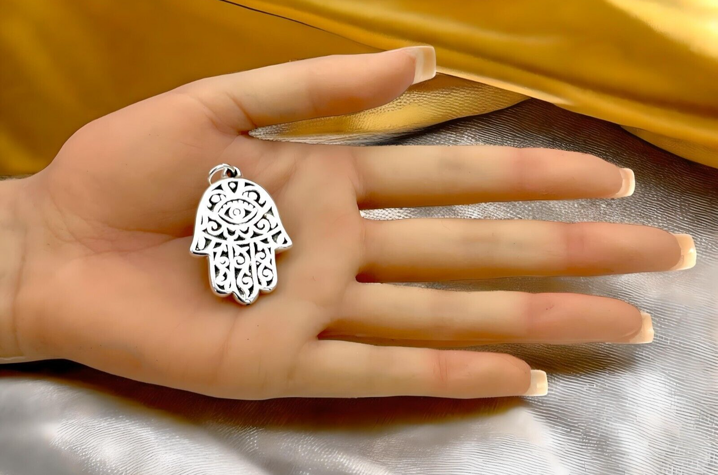 925 STERLING SILVER HAMSA HAND PENDANT LIGHTWEIGHT, CHAIN SOLD SEPARATELY 1661
