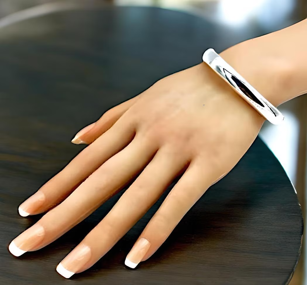 925 Sterling Silver 6 3/4" Hinged Square Bangle - Lightweight Bracelet 1250