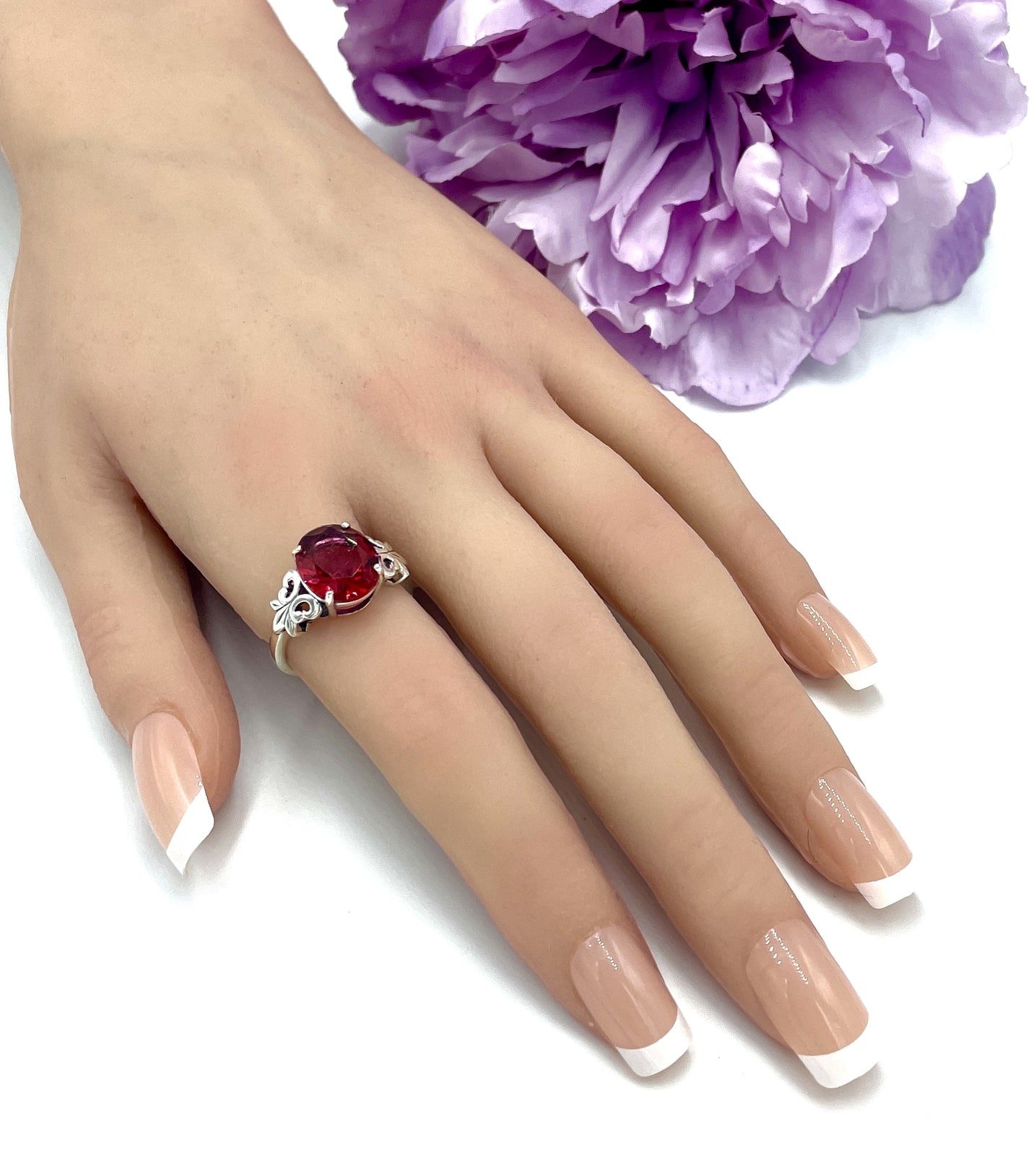 VIVID RED SOLITAIRE 925 STERLING SILVER 3.5 CT SIMULATED RUBY RING #1313