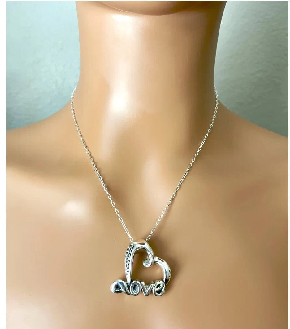 925 Silver, Light Weight LOVE Heart Pendant Necklace - Chain Sold Separate 1453