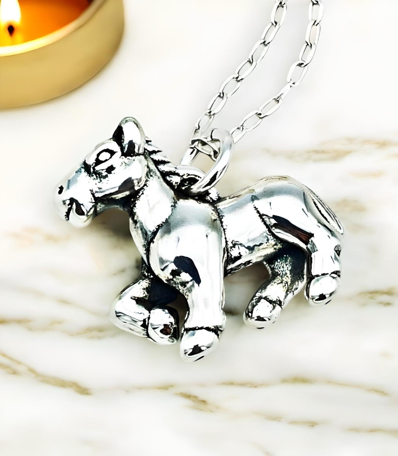 925 STERLING SILVER HORSE PENDANT LIGHTWEIGHT - Chain Sold Separate 1424