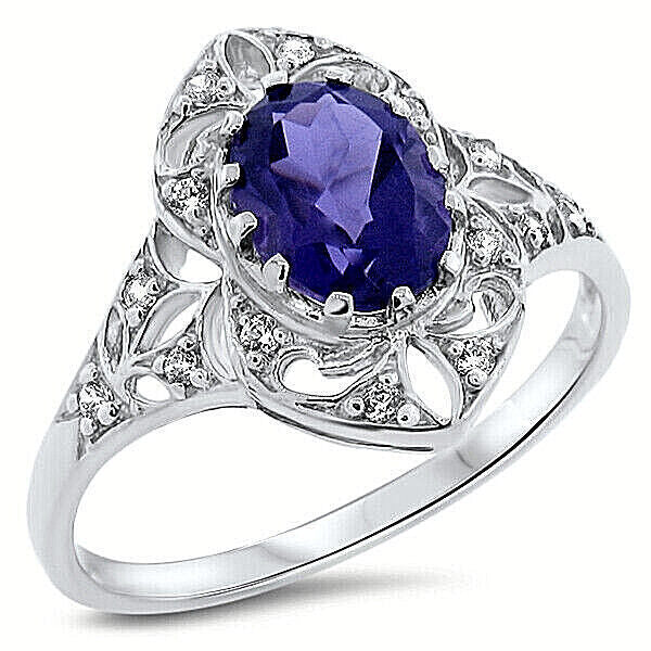 GENUINE AMETHYST 925 STERLING SILVER FILIGREE ANTIQUE STYLE RING #850