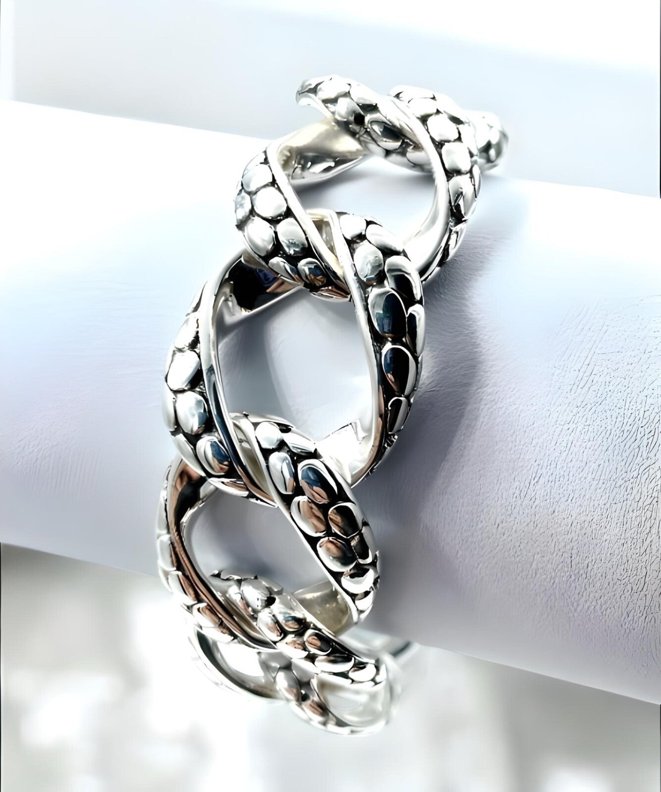 925 Silver Dot Design Curb Bracelet, Light & Comfy with Secure Ball Lock 1425