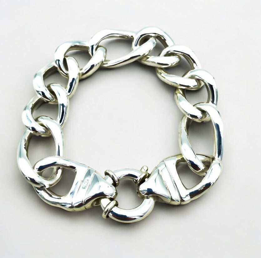 925 Sterling Lightweight Curb Link Bracelet - Sleek 7.5" Design 1491