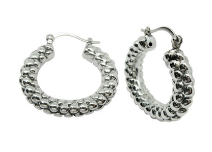 Chic 925 Sterling Silver Caviar Oval Hoops - Latch Back Design, Lightweight 1421