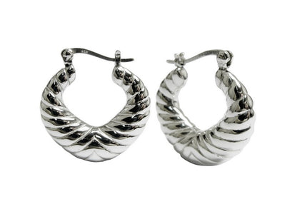 925 Sterling Silver Hoop Earrings - Lightweight Twisted Design 1455
