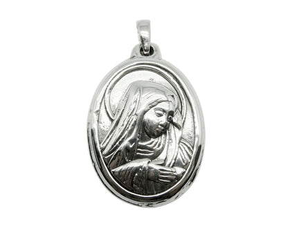 Sterling Silver Virgin Mary Pendant: Catholic Necklace Charm 1479