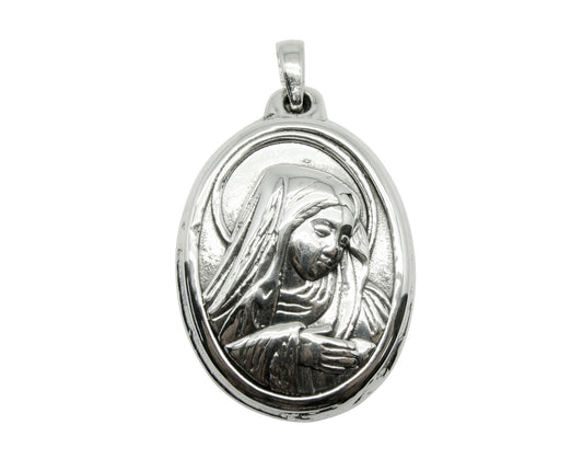 Sterling Silver Virgin Mary Pendant: Catholic Necklace Charm 1479