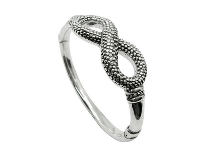 925 STERLING SILVER INFINITY 6.5" BANGLE BRACELET LIGHTWEIGHT SPRING HINGE 1612
