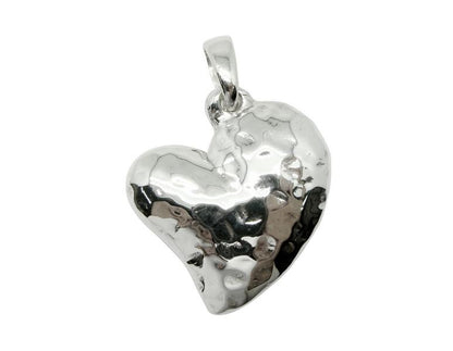 925 STERLING SILVER HAMMERED HEART PENDANT LIGHTWEIGHT,CHAIN SOLD SEPARATE 1620