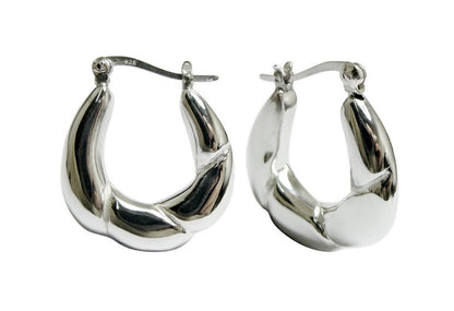 925 Sterling Silver Hoop Earrings - Lightweight Twisted Latch Back Design 1629
