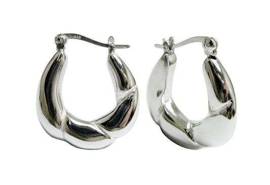 925 Sterling Silver Hoop Earrings - Lightweight Twisted Latch Back Design 1629