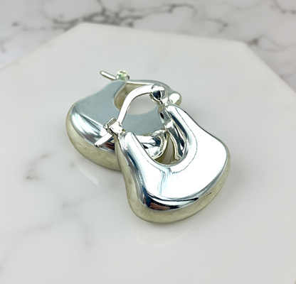 925 Sterling Silver Chunky Lightweight Hoop Earrings, Secure Latch Back Closure,Perfect Anniversary Or Birthday Present,Wedding Jewelry 1632