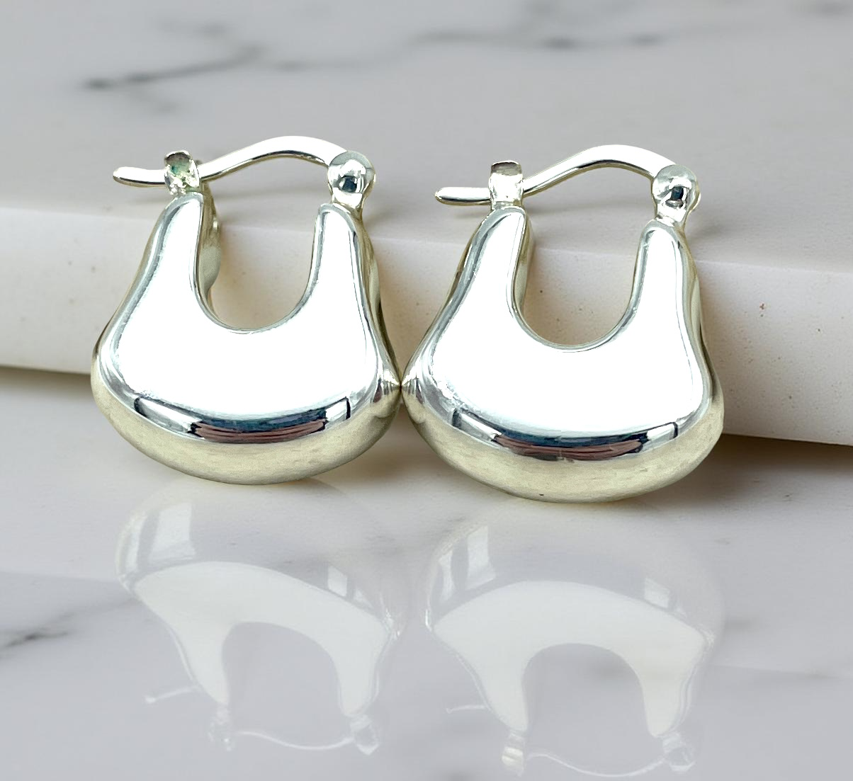 925 Sterling Silver Chunky Lightweight Hoop Earrings, Secure Latch Back Closure,Perfect Anniversary Or Birthday Present,Wedding Jewelry 1632