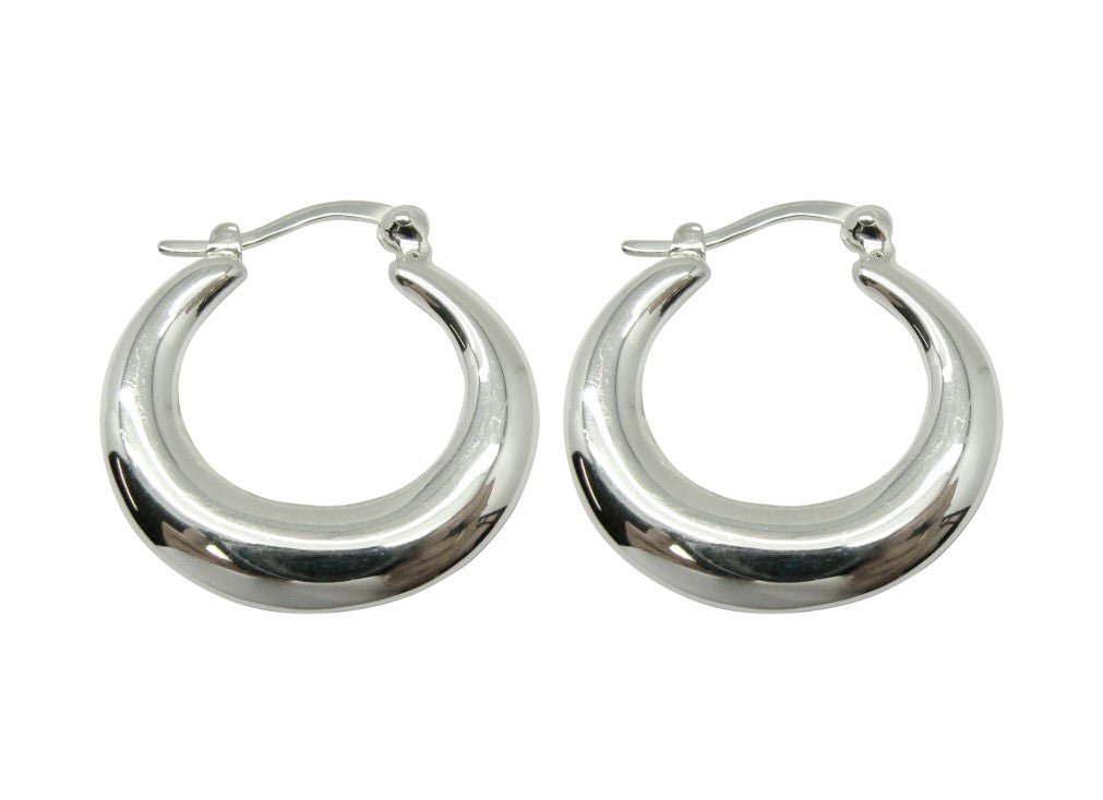 Classic 925 Sterling Silver Lightweight Hoops, Simple Latch Back Earrings, Timeless Silver Jewelry, Lovely Birthday Or Anniversary Gift 1664
