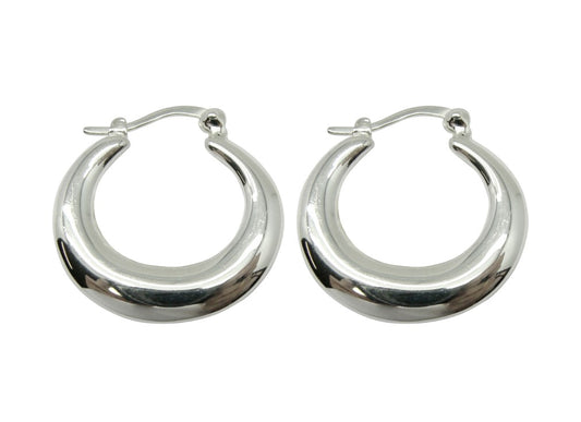 Classic 925 Sterling Silver Lightweight Hoops, Simple Latch Back Earrings, Timeless Silver Jewelry, Lovely Birthday Or Anniversary Gift 1664
