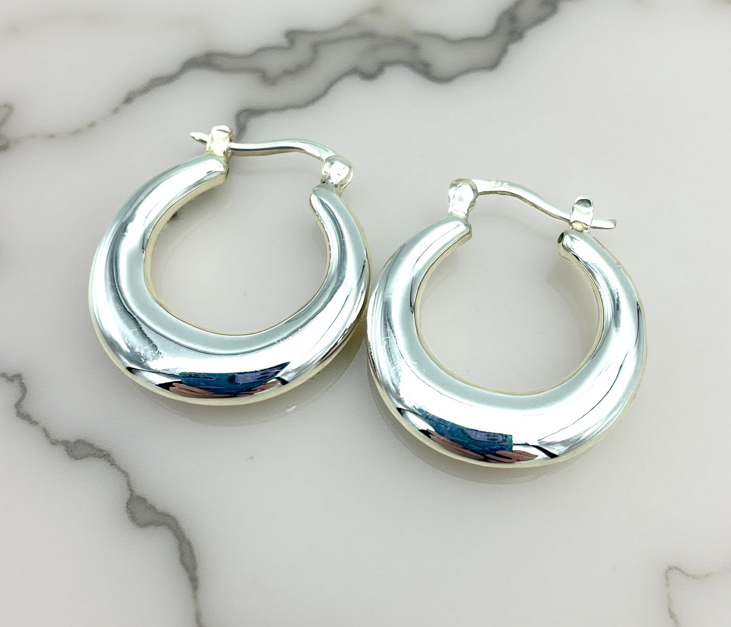 Classic 925 Sterling Silver Lightweight Hoops, Simple Latch Back Earrings, Timeless Silver Jewelry, Lovely Birthday Or Anniversary Gift 1664