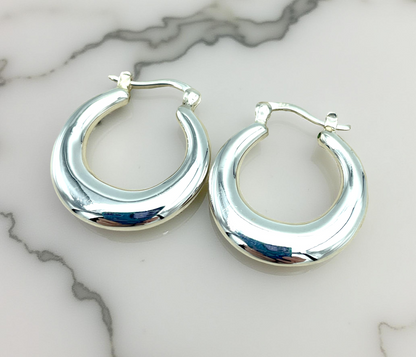Classic 925 Sterling Silver Lightweight Hoops, Simple Latch Back Earrings, Timeless Silver Jewelry, Lovely Birthday Or Anniversary Gift 1664