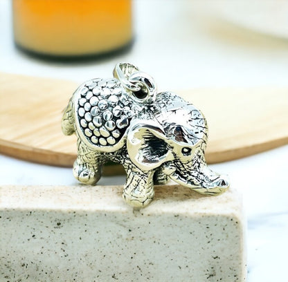 925 Light weight Elephant Pendent Sterling Silver, Chain Sold Separate 1405