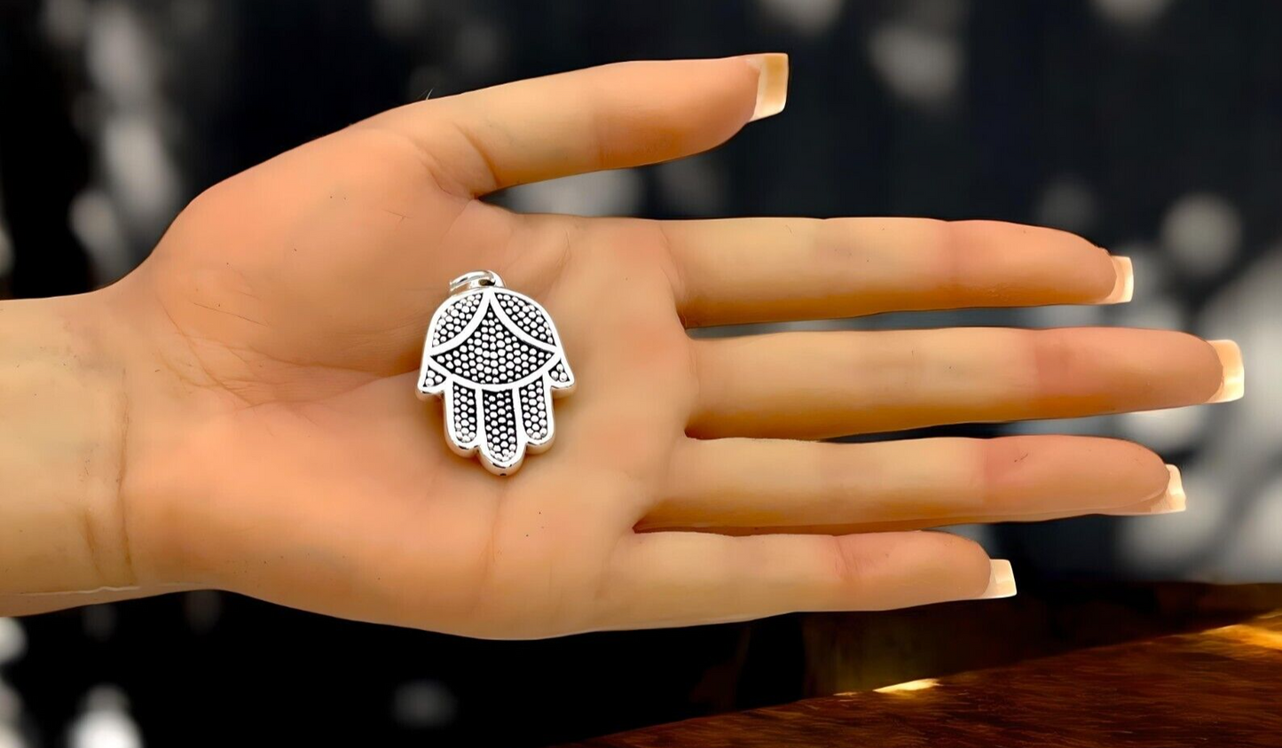 925 STERLING SILVER HAMSA HAND PENDANT LIGHTWEIGHT, CHAIN SOLD SEPARATELY 1633