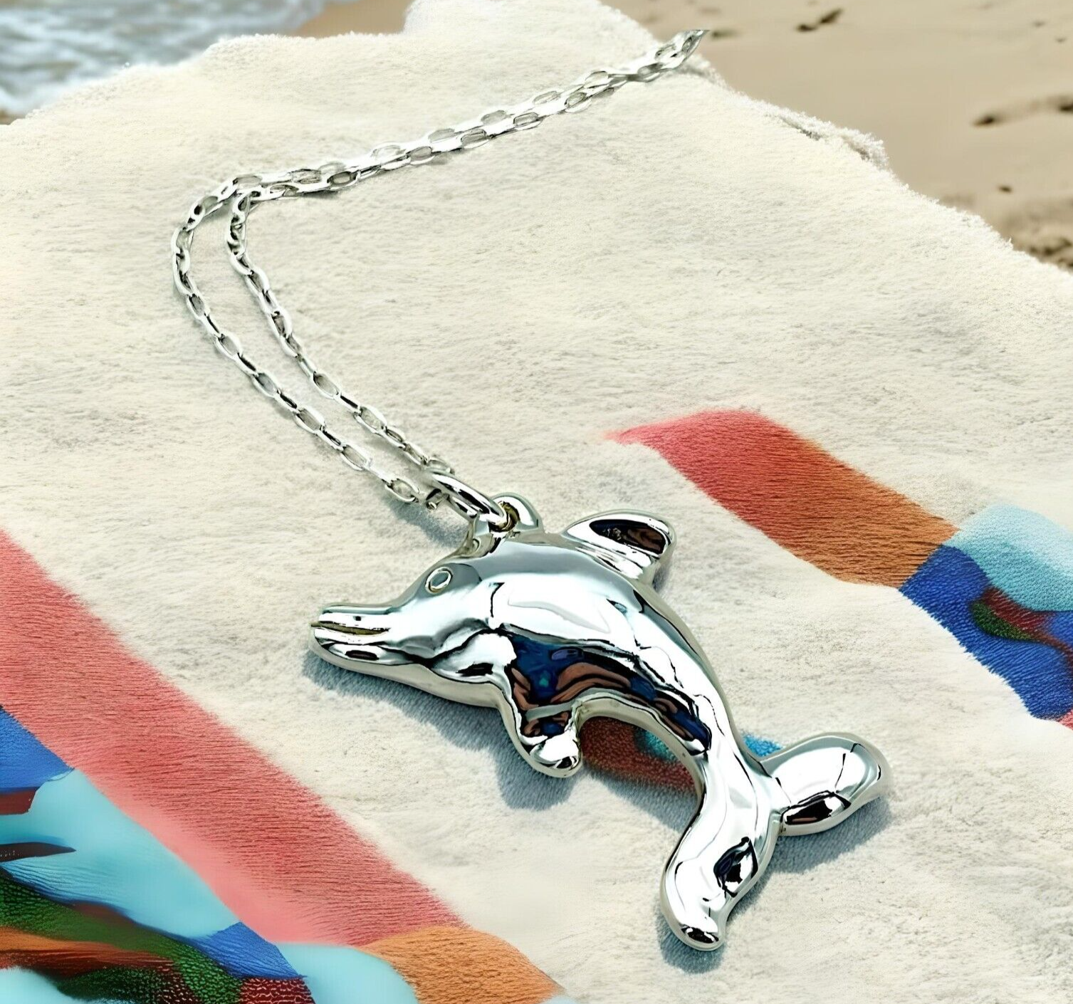 925 Sterling Silver Dolphin Pendant,Lightweight Charm,Chain Sold Separately 1380