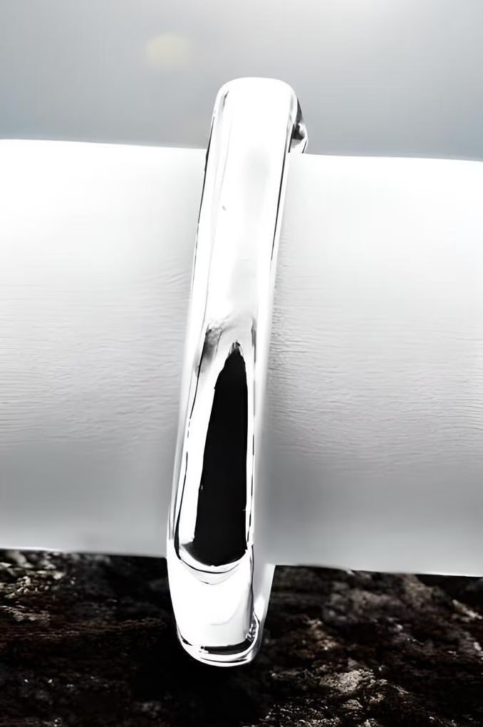 925 Sterling Silver 6 3/4" Hinged Square Bangle - Lightweight Bracelet 1250