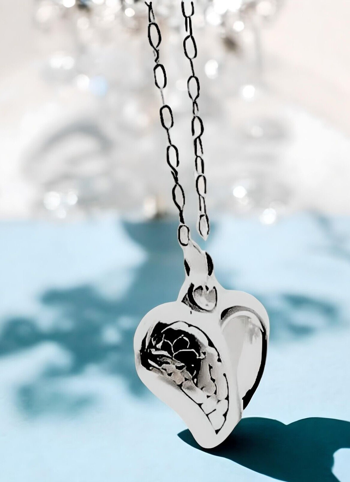 925 STERLING SILVER ANGEL WING HEART PENDANT, CHAIN SOLD SEPARATELY 1645