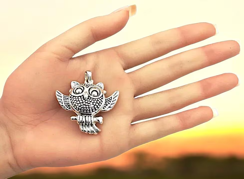 925 Silver Owl On Branch Necklace, Lightweight Pendant- Chain Sold Separate 1411