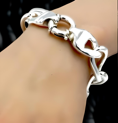 925 STERLING SILVER 7 1/2" CURB LINK BRACELET SPRING RING CLASP LIGHTWEIGHT 1607