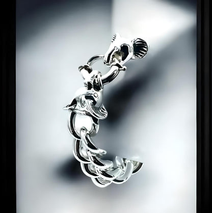 925 Sterling Silver Elephant Link Bracelet - Chic 8" Lightweight Curb Chain 1530