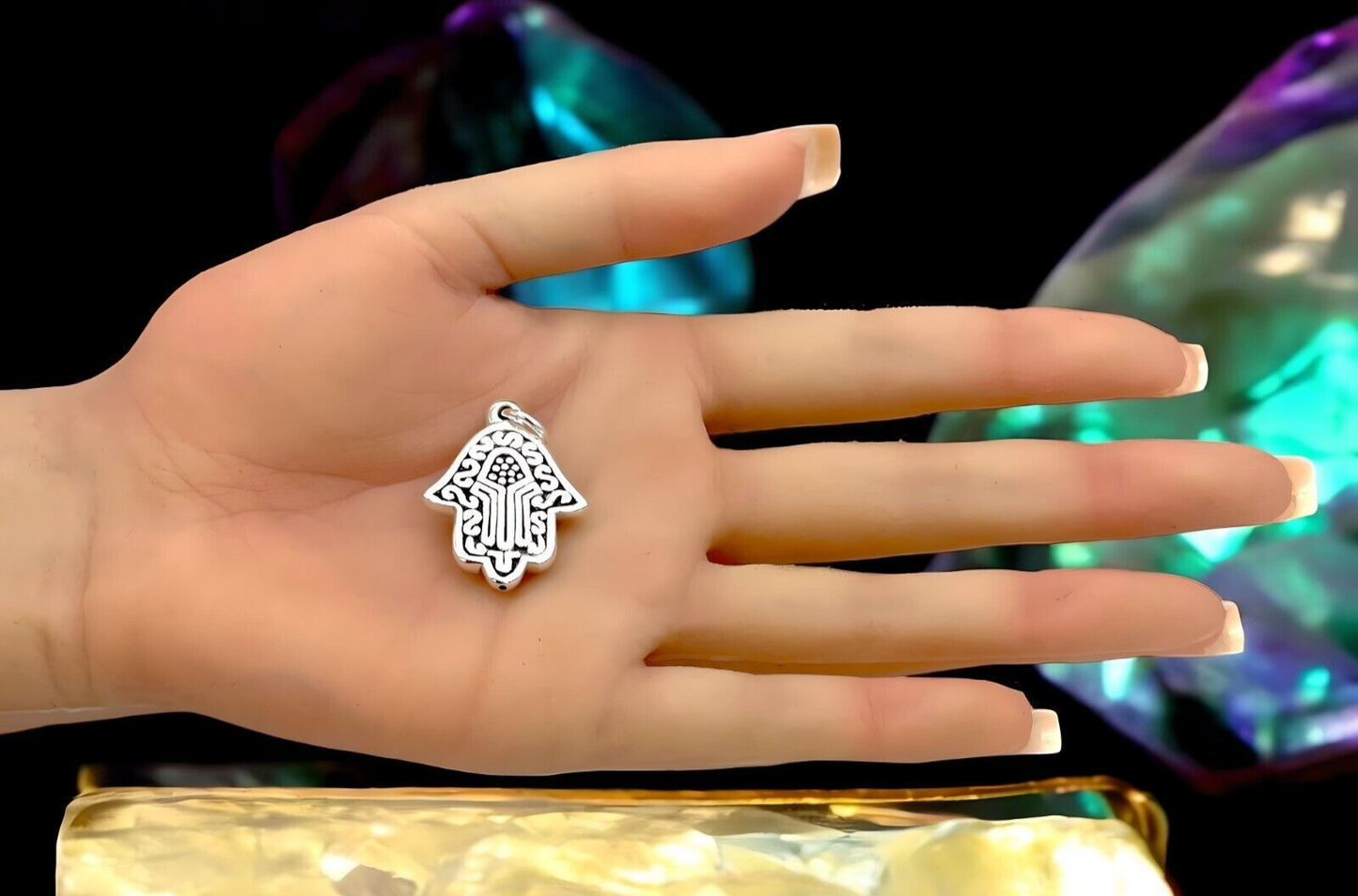 925 STERLING SILVER HAMSA HAND PENDANT LIGHTWEIGHT, CHAIN SOLD SEPARATELY 1663