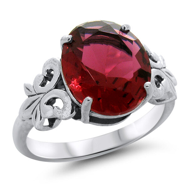 VIVID RED SOLITAIRE 925 STERLING SILVER 3.5 CT SIMULATED RUBY RING         #1313