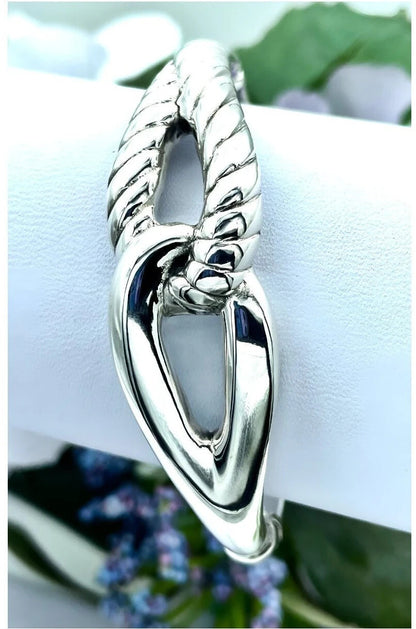 925 Silver Infinity Bracelet 6.5" - Lightweight, Interlocking Twisted 1495
