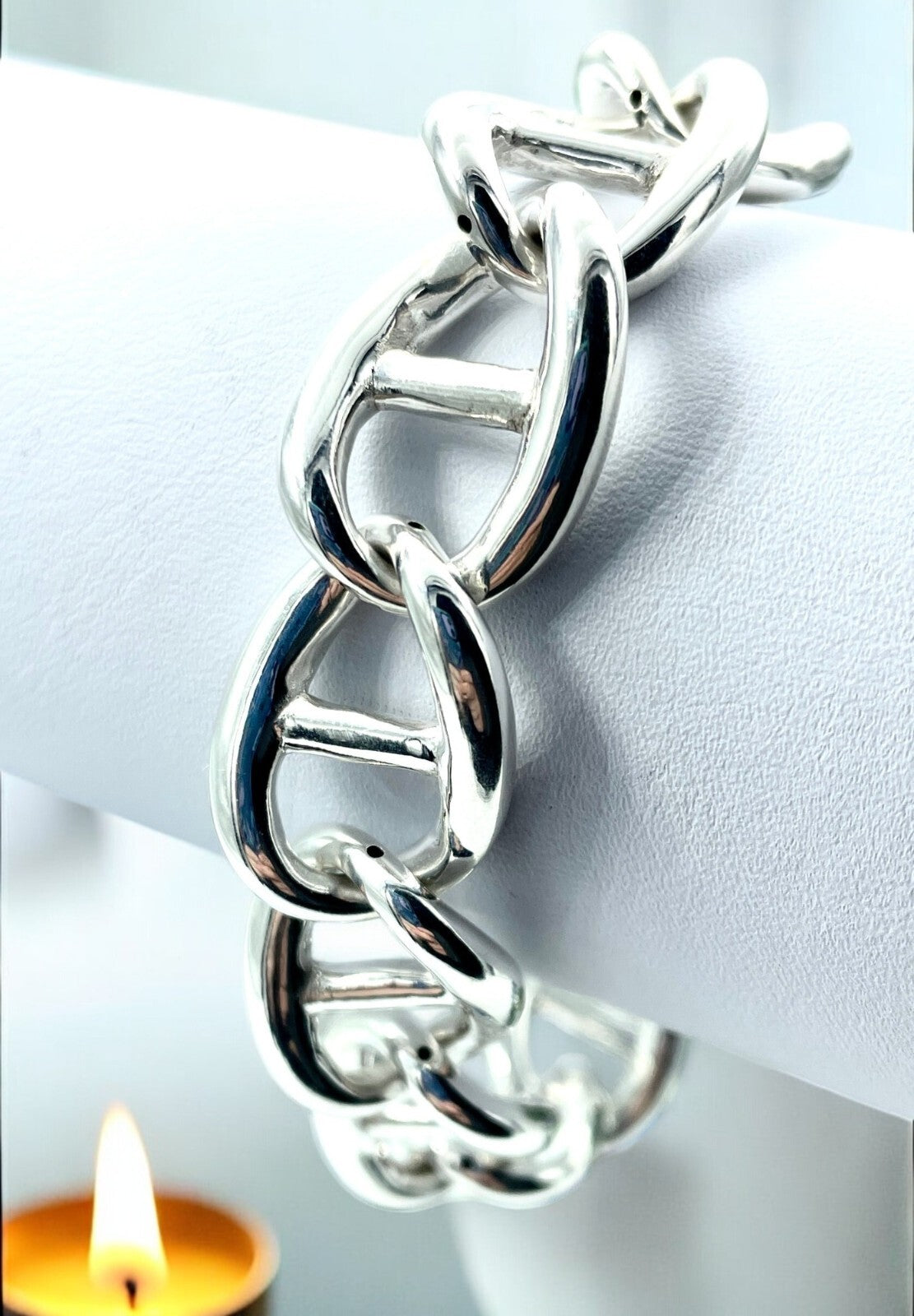 925 Silver 8" Mariner Bracelet - Sleek Simple Lightweight Design 1420