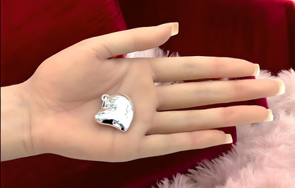 925 STERLING SILVER HAMMERED HEART PENDANT LIGHTWEIGHT,CHAIN SOLD SEPARATE 1620