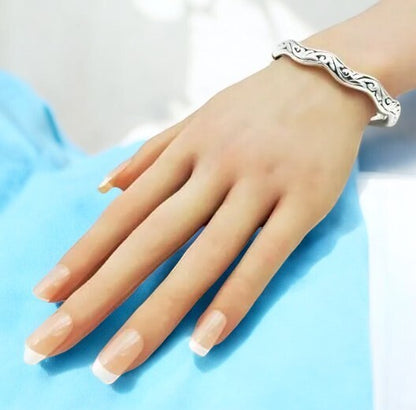 925 Sterling Silver Filigree Bangle Bracelet -Lightweight 1470