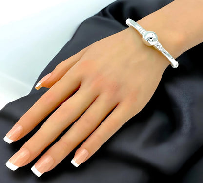 6.5" CLASSIC CAPE COD BALL 925 STERLING SILVER BANGLE BRACELET LIGHTWEIGHT 1540