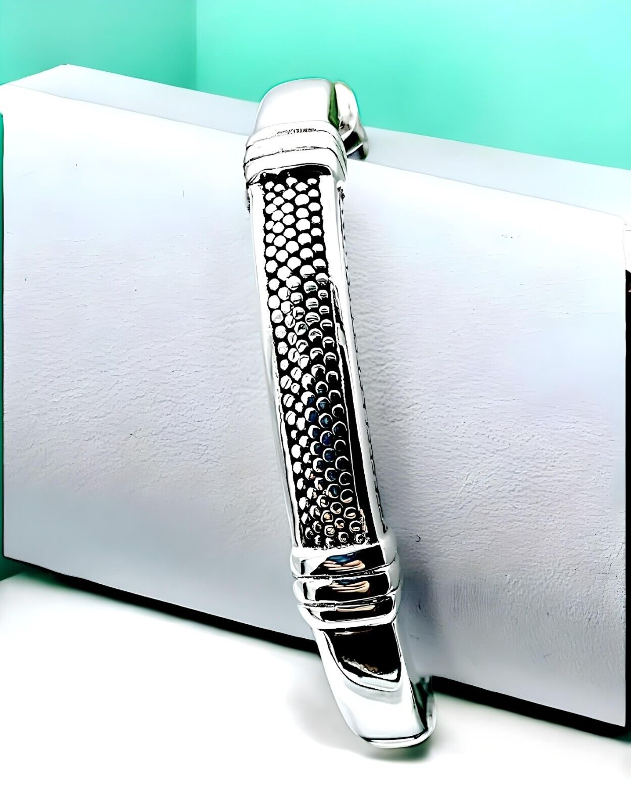 925 Sterling Silver Dot Bangle -6.5" Lightweight Stacking Bracelet 1239