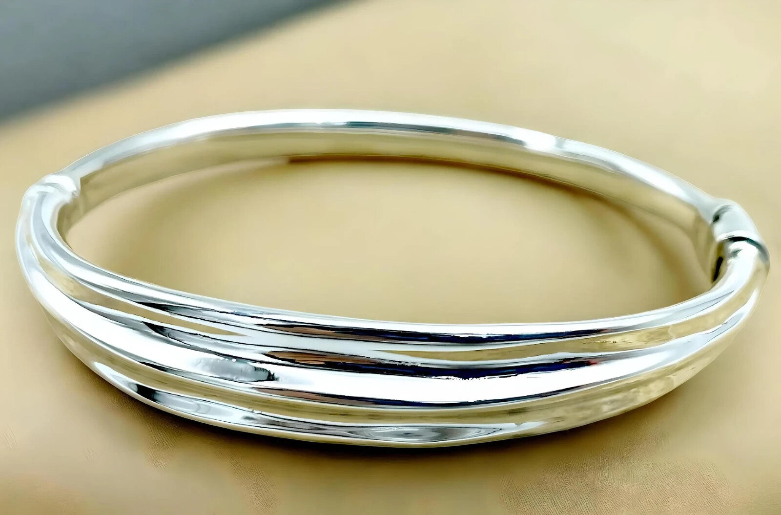 925 Sterling Silver 6.5" Rolling Bangle Bracelet- Sleek Simple Design 1212