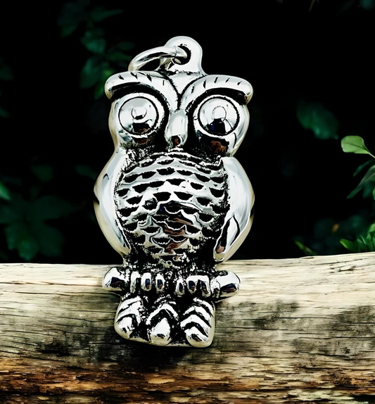 925 Sterling Silver Owl on Branch Lightweight Pendant-Chain Sold Separately 1392