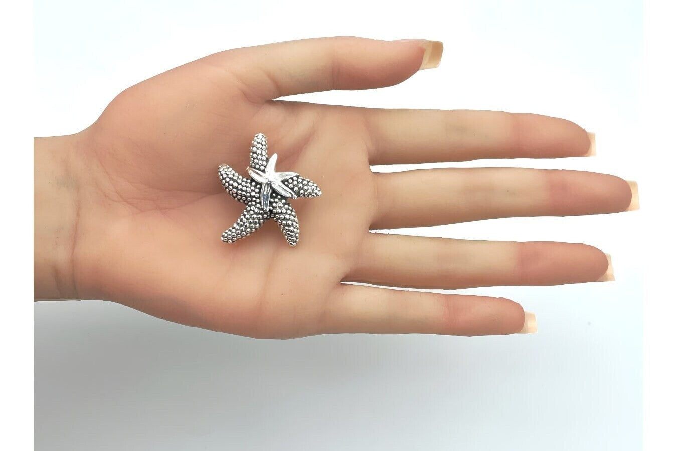 925 Silver Lightweight Mother Child Starfish Pendant - Chain Sold Separate 1474