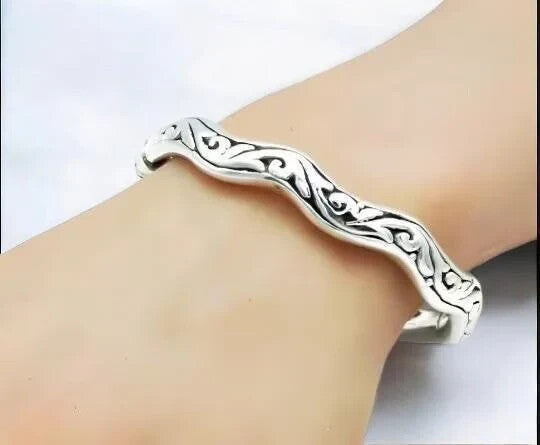 925 Sterling Silver Filigree Bangle Bracelet -Lightweight 1470