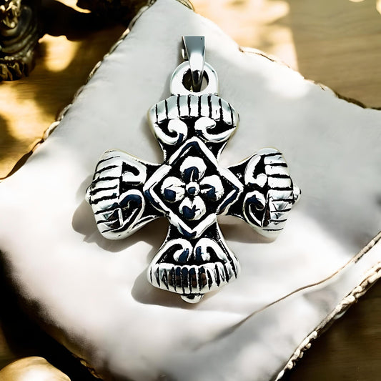 925 Sterling Silver Byzantine Cross Pendant, Chain Sold Separately 1282