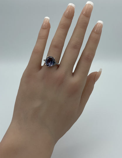 925 SILVER RING VICTORIAN STYLE 6.5 CT COLOR CHANGING SIMULATED ALEXANDRITE #139