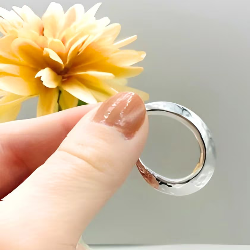 925 STERLING SILVER HAMMERED FINISH PUSH BACK HOOP EARRINGS LIGHTWEIGHT 1586