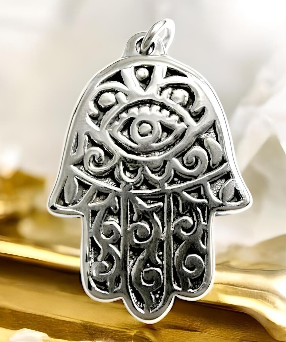 925 STERLING SILVER HAMSA HAND PENDANT LIGHTWEIGHT, CHAIN SOLD SEPARATELY 1661