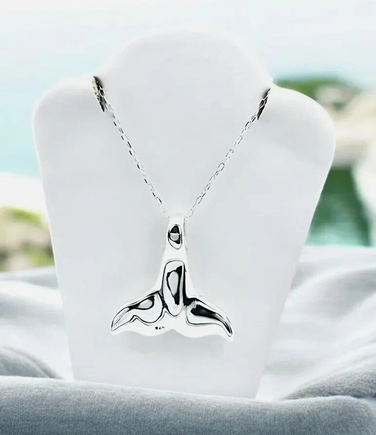 925 Silver Whale Tail Pendant - Sleek, Lightweight - Chain Sold Separate 1442