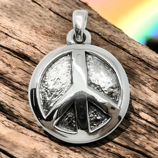 925 Sterling Silver Peace Sign Pendant Lightweight - Chain Sold Separately 1419