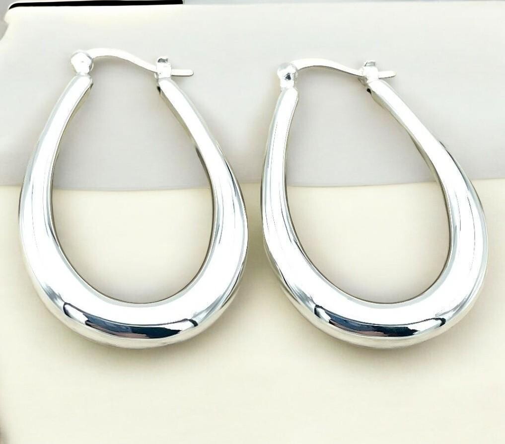 925 STERLING SILVER HOOP EARRINGS LIGHTWEIGHT LATCH BACK 1647